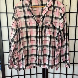 Victoria's Secret Pink and Black Plaid Button-Down Shirt